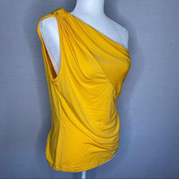 Sleeveless One Shoulder Knit Top a new day Yellow - Picture 3 of 7